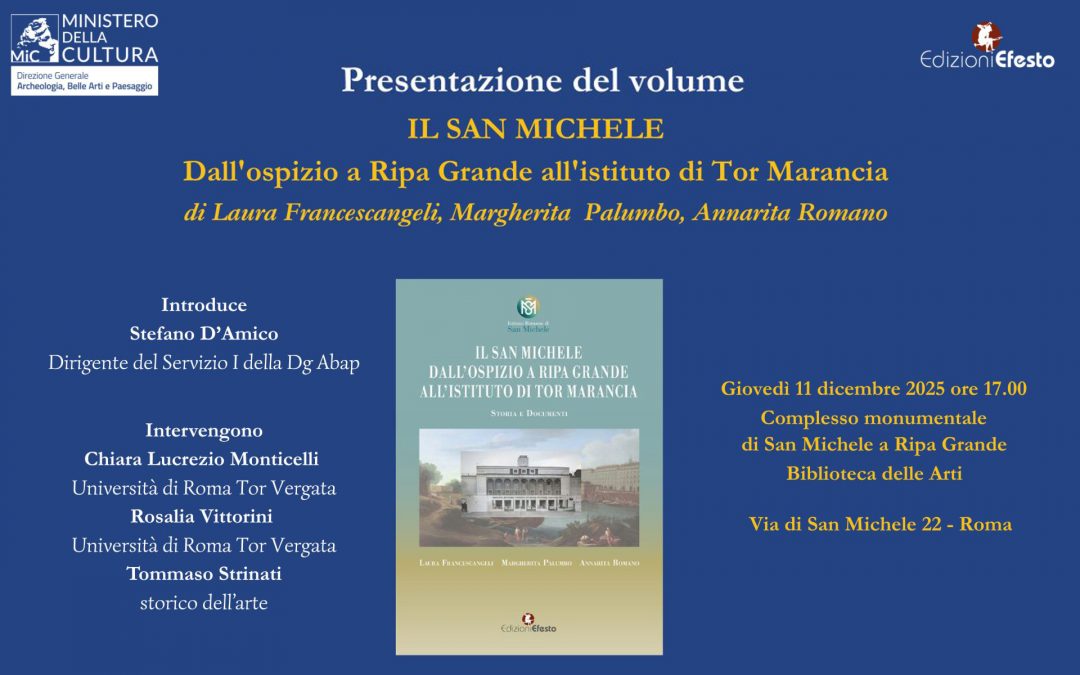 Presentazione libro “Il San Michele. Dall’Ospizio a Ripa Grande all’istituto di Tor Marancia” Efesto Edizioni 11 dicembre 2025.